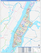 New York Wall Map Color Cast Style